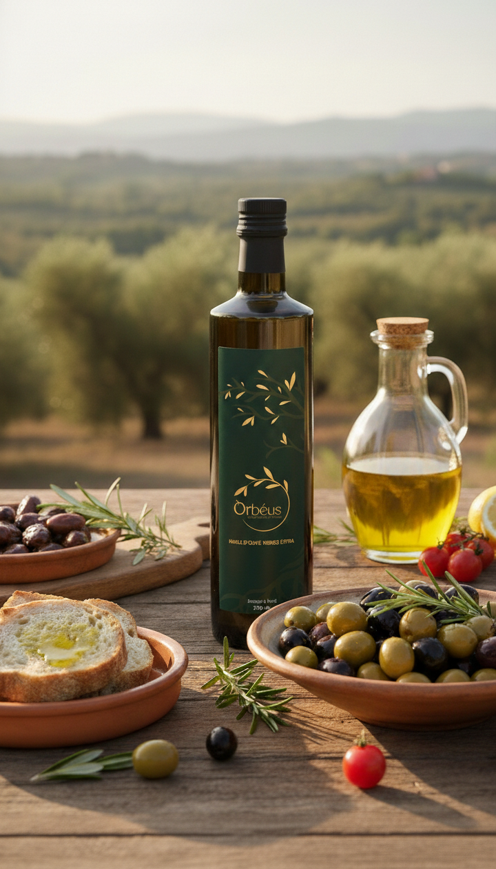 Bouteille d'huile d'olive Orbèus premium