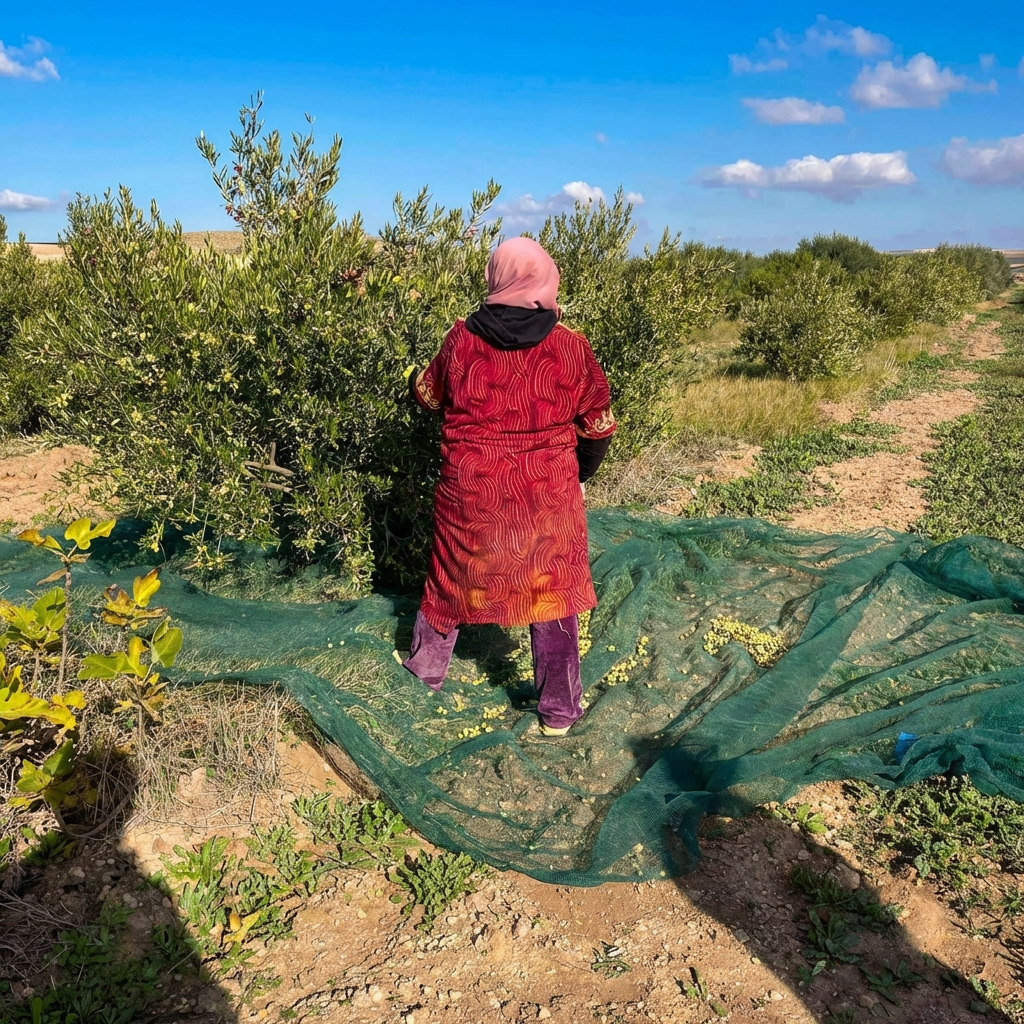 Récolteuse à l'œuvre